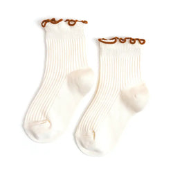 Ribbed Lettuce Trim Midi Socks