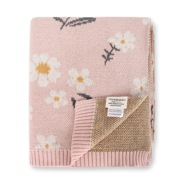 Daisy Floral Knit Blanket