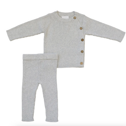 Heather Grey Ribbed Knit Set