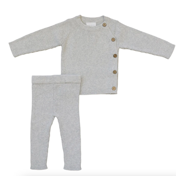 Heather Grey Ribbed Knit Set