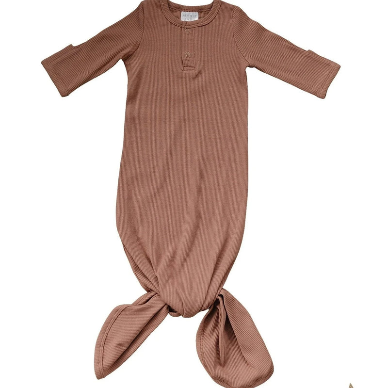 Organic Cotton Ribbed Knot Gown