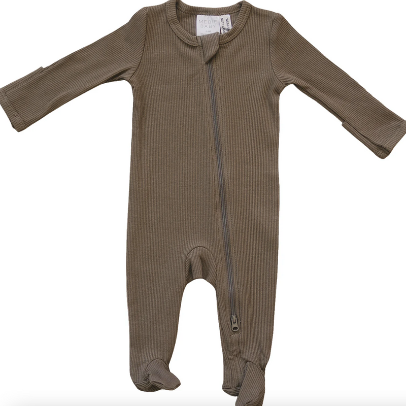 Cocoa Ribbed Zipper Jammies