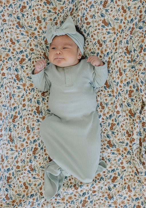 Organic Cotton Ribbed Knot Gown