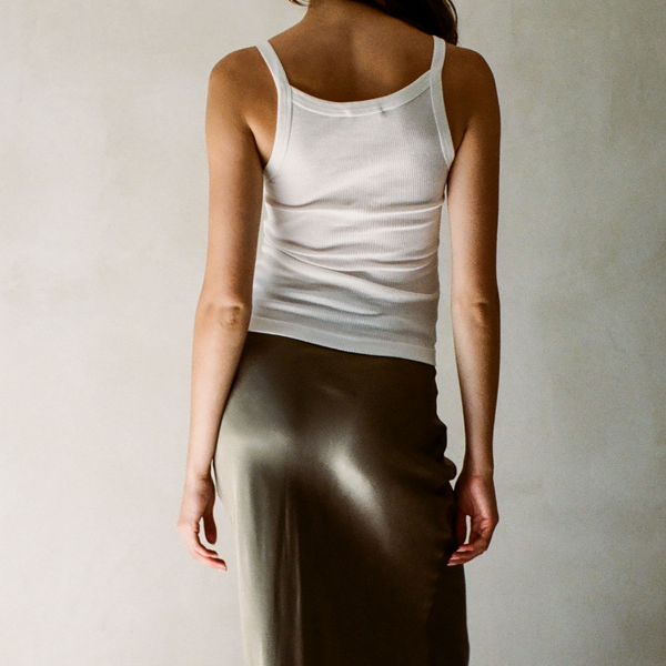 White Organic cotton Tank by A.Ren. Back View