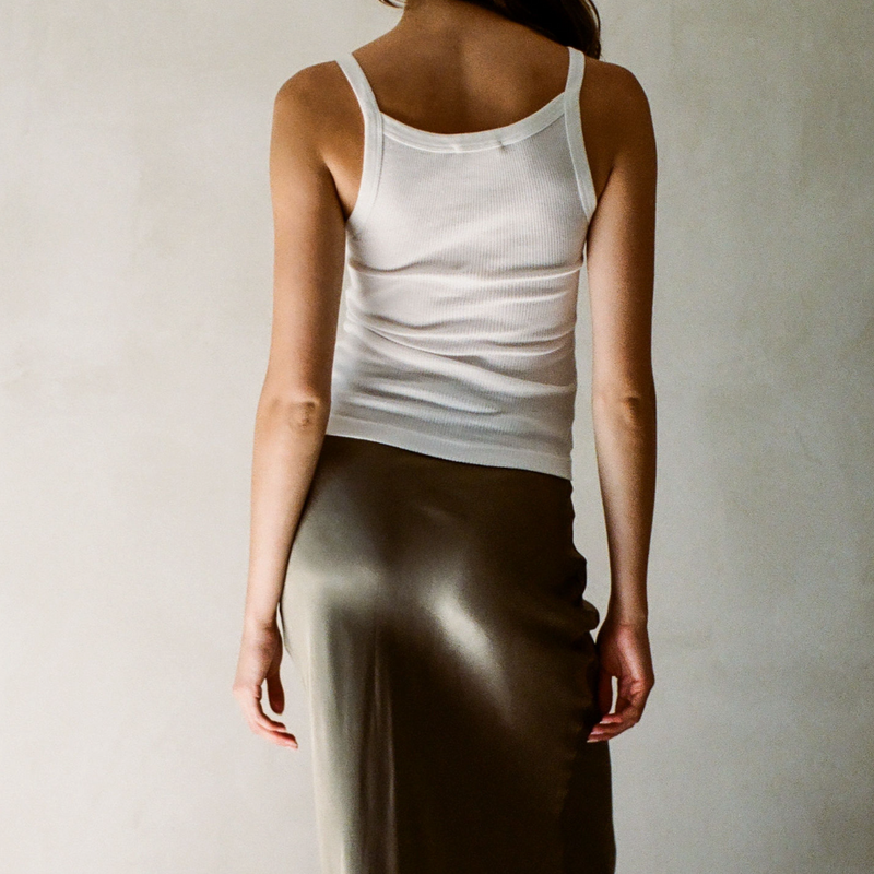 White Organic cotton Tank by A.Ren. Back View
