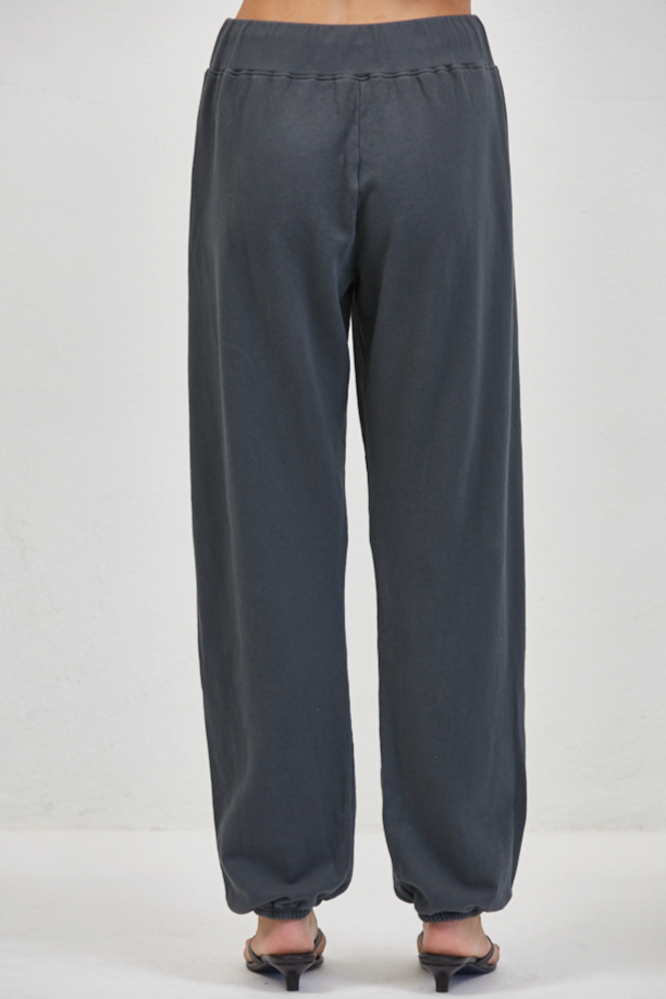 Organic cotton, Washed Black color, joggers by A.Ren. Back View