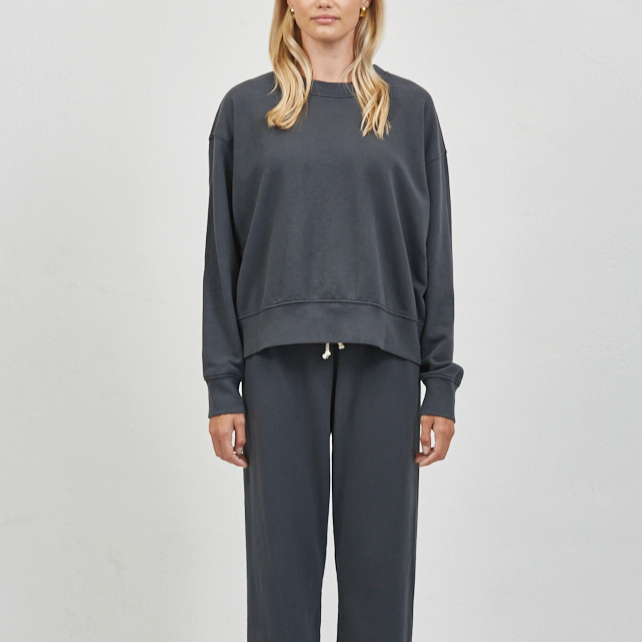 Organic Cotton pullover, Washed Black color, by A.Ren.