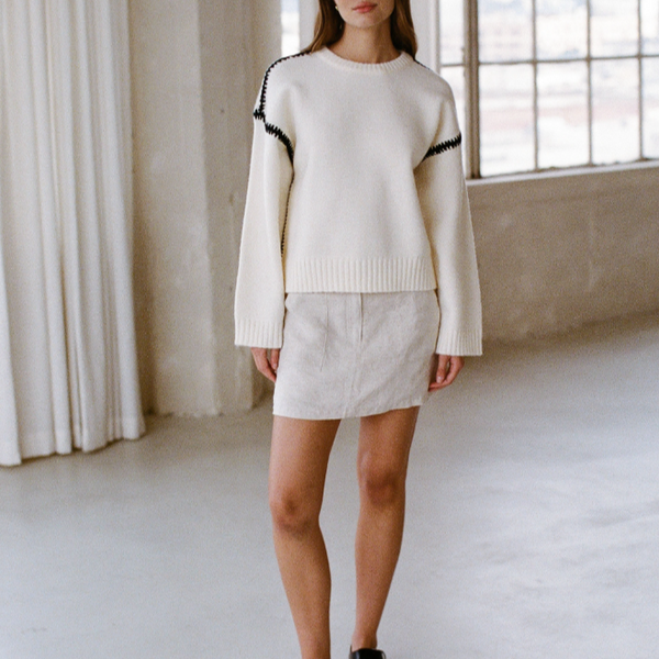 51% acrylic, 20% polyester, 29% nylon, sweater by A.Ren