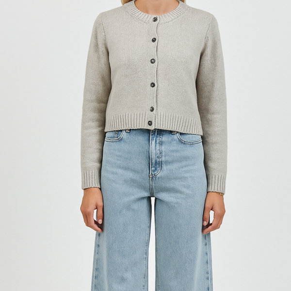 Viscose nylong cardigan, light heather grey, made by A.Ren