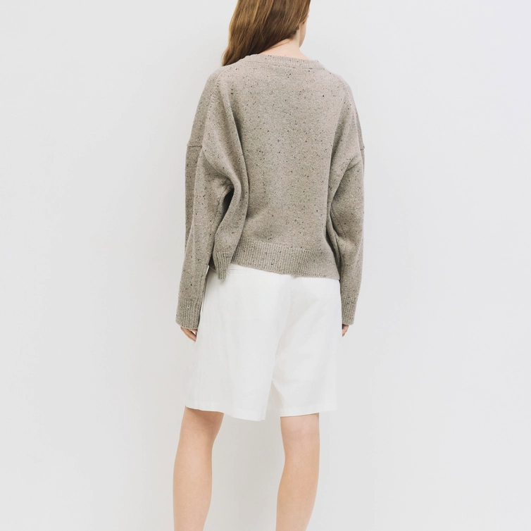 Knit Sweater, polyester, wool, beige. Made by Mod Ref. Back View