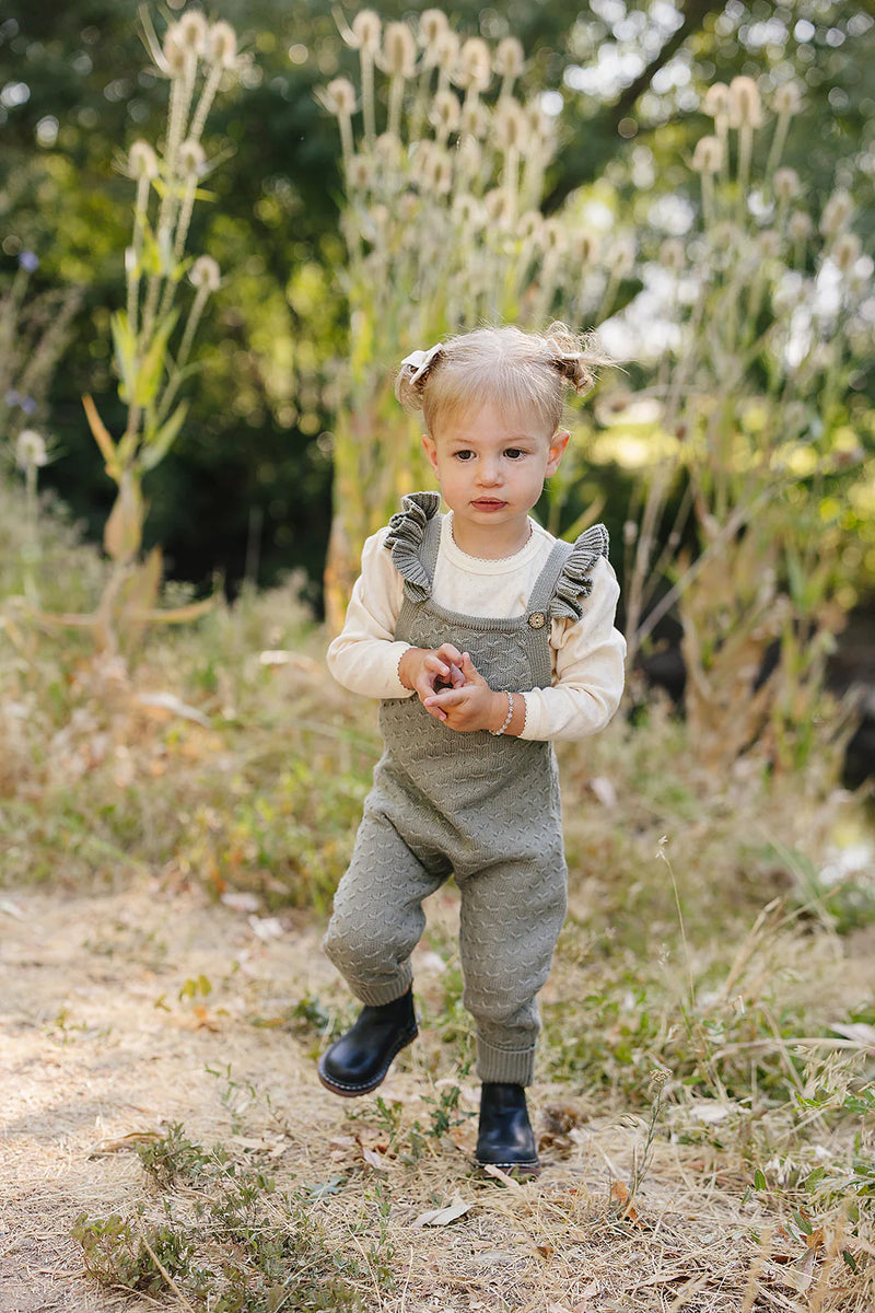Ruffle Knit Overalls