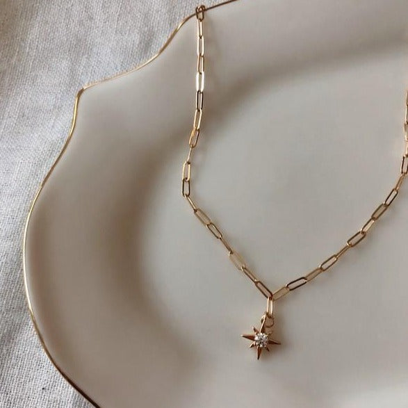 Gold filled northstar chain necklace