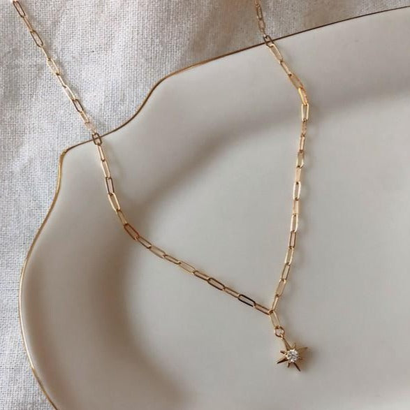 Gold filled northstar chain necklace