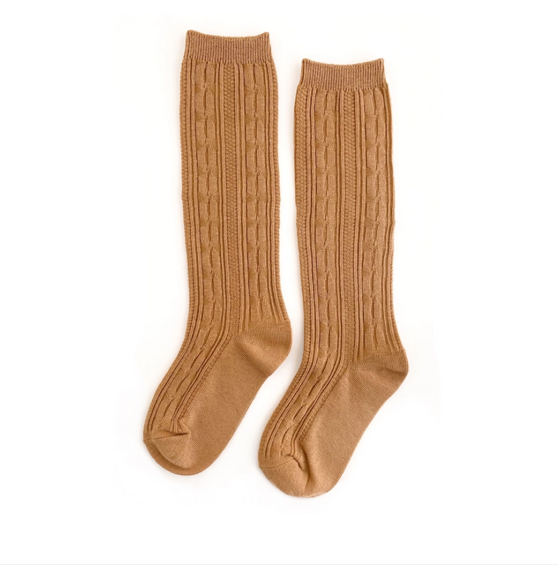 Cable knit knee-high socks