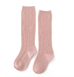 Cable knit knee high socks