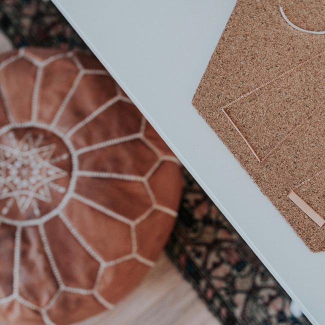 Moroccan Pouf | Vintage Tan