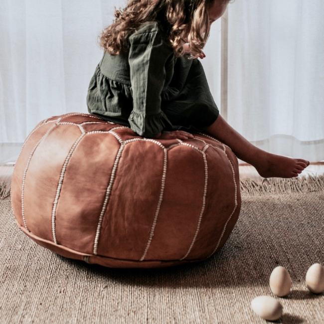 Moroccan Pouf | Vintage Tan