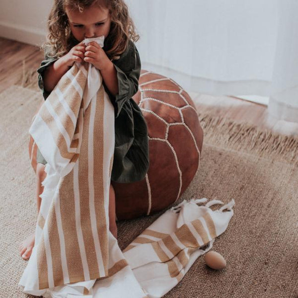 Moroccan Pouf | Vintage Tan