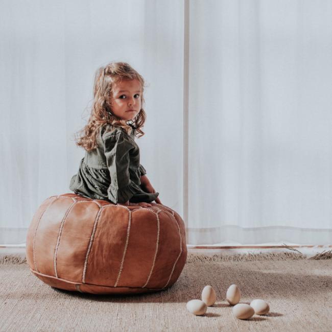 Moroccan Pouf | Vintage Tan