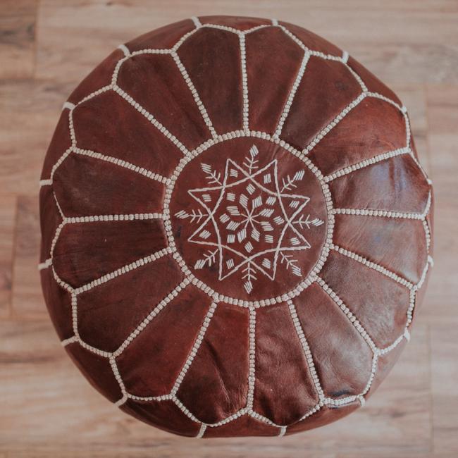 Moroccan leather poufs are functional yet decorative pieces and provide a cozy, global feel when added to any space. 