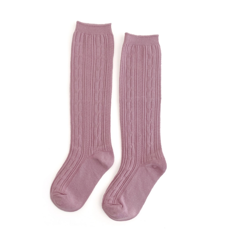 Cable knit knee-high socks