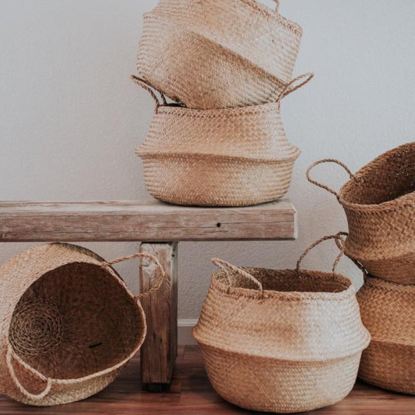 Handmade and carefully woven from natural material, these eco-friendly belly baskets look playfully cute and lend bountiful storage space around the home.