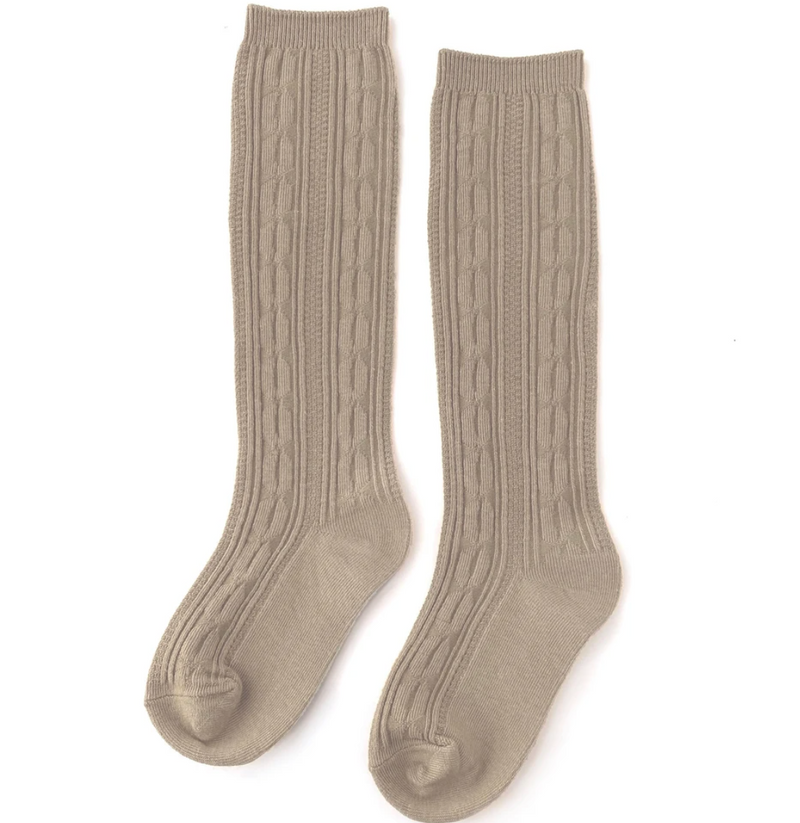 Cable knit knee-high socks