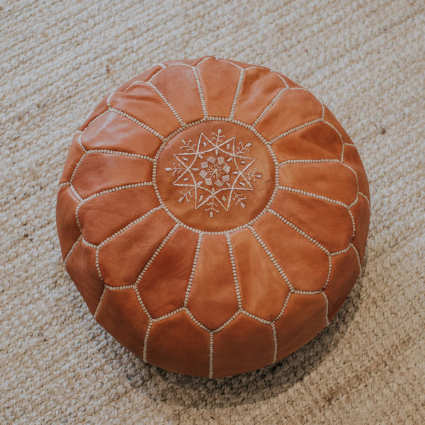 Moroccan Pouf | Vintage Tan