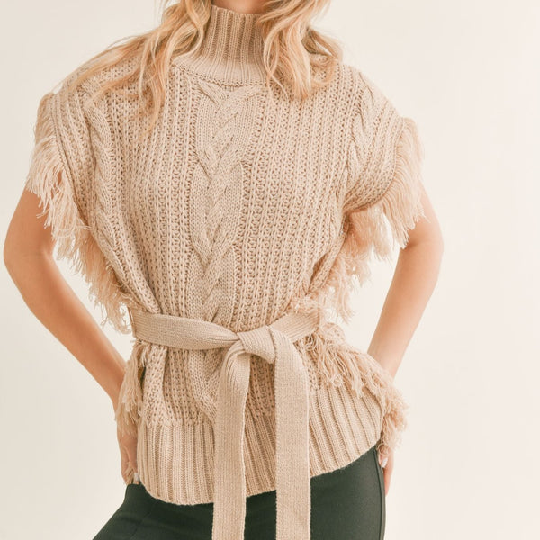 Can't Help It Fringe Side Sweater Vest