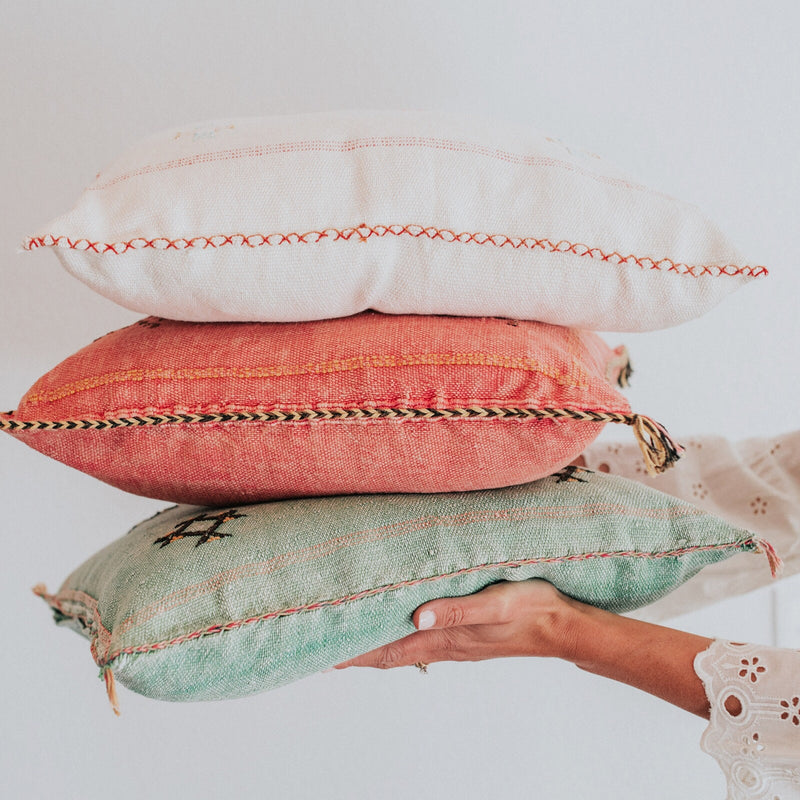 Sabra Pillows are perfect for adding a refined boho vibe to any space.  Choose from soft, subtle neutrals, bright, vibrant colors or mix and match a few for an eclectic feel. 